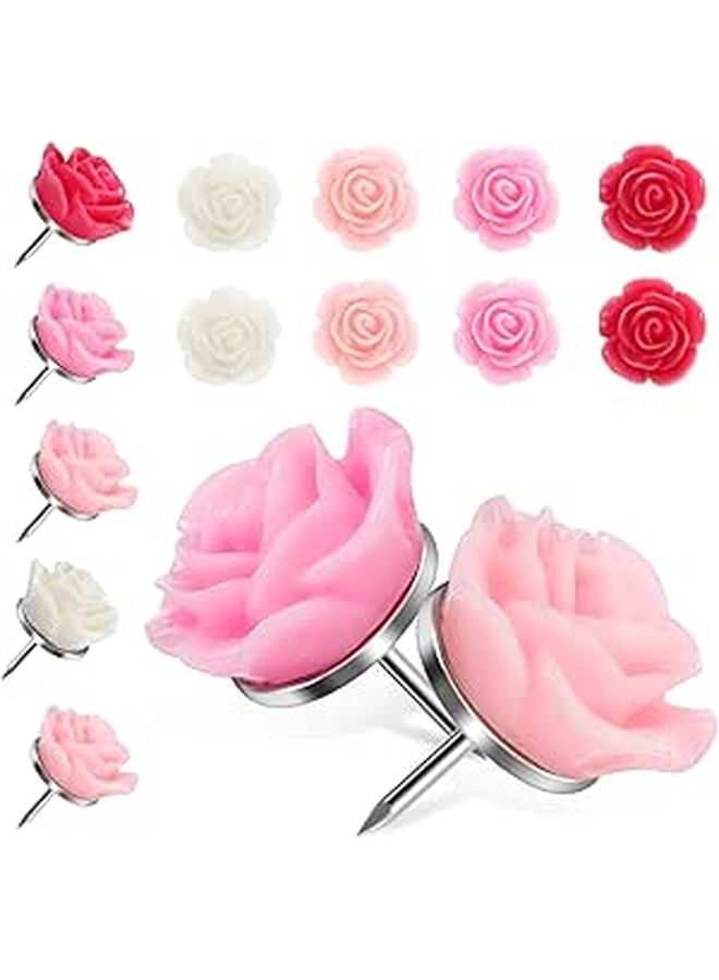 40 Resin Rose Push Pins Decorative Thumb Tacks for Cork Board Office - Image 1