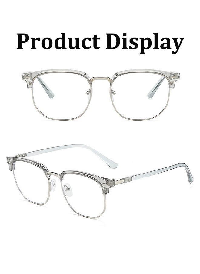 Blue Light Blocking Glasses Blue Light Filter Computer Reading Gaming TV Phones Browline Eyeglasses Fashion Anti Eyestrain Headache Eyewear for Men Women Eyeglass Suitable for Computer & Gaming (Silver Gray) - Image 5