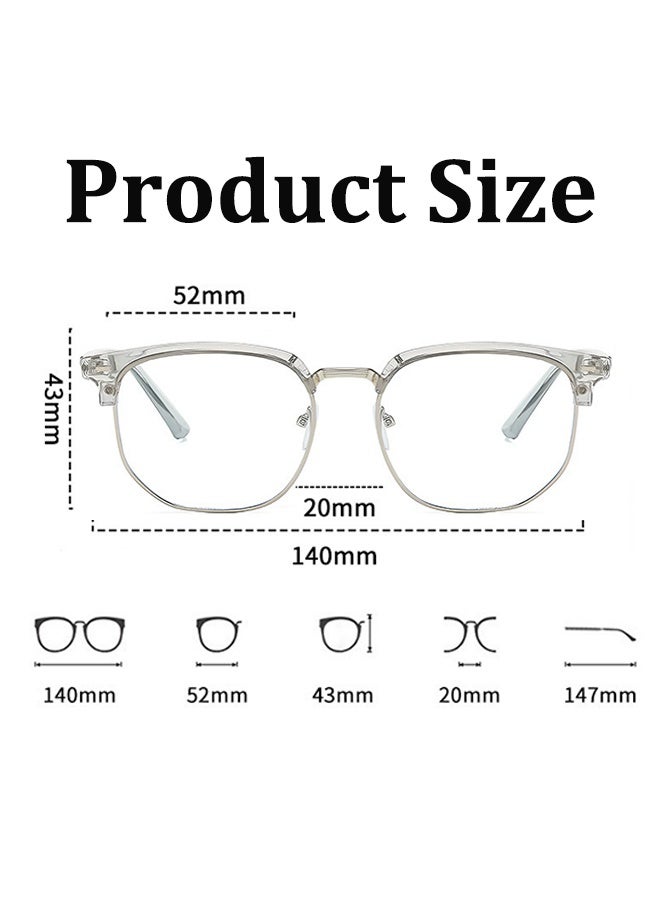 Blue Light Blocking Glasses Blue Light Filter Computer Reading Gaming TV Phones Browline Eyeglasses Fashion Anti Eyestrain Headache Eyewear for Men Women Eyeglass Suitable for Computer & Gaming (Silver Gray) - Image 2