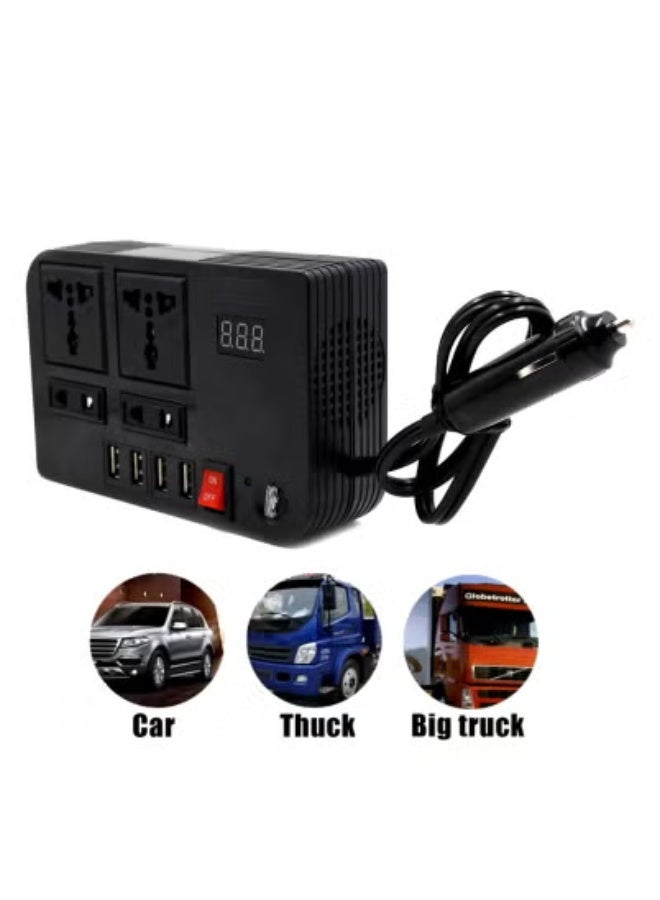 JAJEEK 200W Car Power Inverter DC 12V to 220V AC Converter with LED Display – Modified Sine Wave Inverter with Dual AC Sockets & 4 USB Ports – Fast Charging Car Plug Adapter for Laptops, Smartphones, Tablets – Vehicle Charger for Road Trips & Emergency Use - Image 3