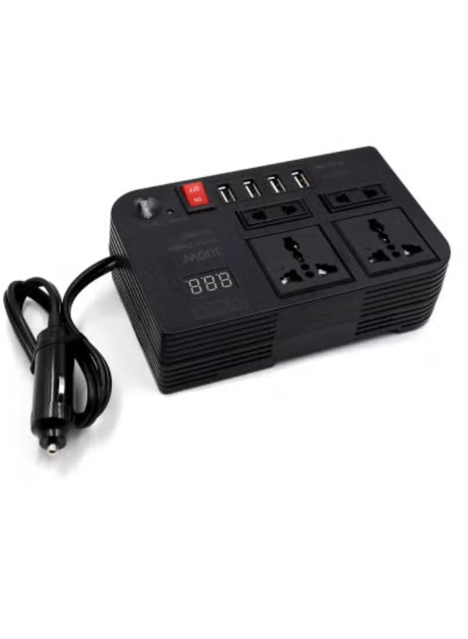 JAJEEK 200W Car Power Inverter DC 12V to 220V AC Converter with LED Display – Modified Sine Wave Inverter with Dual AC Sockets & 4 USB Ports – Fast Charging Car Plug Adapter for Laptops, Smartphones, Tablets – Vehicle Charger for Road Trips & Emergency Use - Image 1