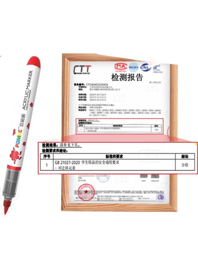 Snowhite Pomac Acrylic Marker Set For Elementary School Students, Art Special, Non-transparent, Stackable, Colorful Pens, Children Washable, Non-toxic Acrylic Watercolor Brush Pen Dm105 36-piece Gift - Image 3