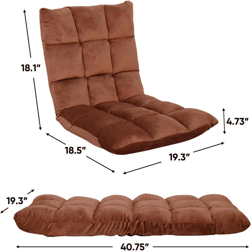Folding Floor Chair Lazy Couch Lounge Sofa with Neck Pillow and 5 Position Backrest Fully Assembled for Living - Image 3