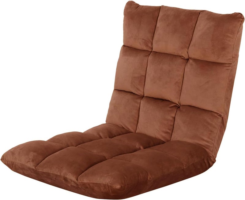Folding Floor Chair Lazy Couch Lounge Sofa with Neck Pillow and 5 Position Backrest Fully Assembled for Living - Image 1