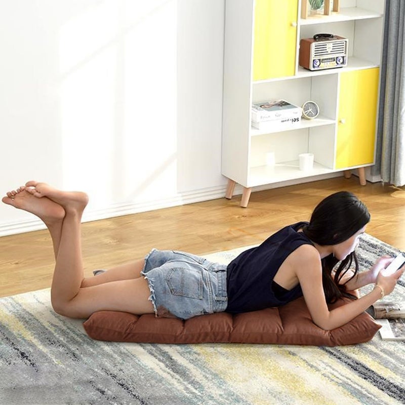 Folding Floor Chair Lazy Couch Lounge Sofa with Neck Pillow and 5 Position Backrest Fully Assembled for Living - Image 2