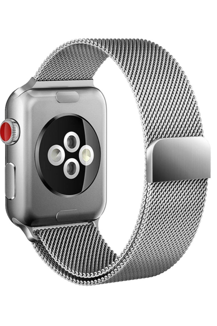 JAJEEK Magnetic Closure Milanese Mesh Loop Stainless Steel Replacement Band For Apple Watch Series 1/2/3 Silver - Image 1