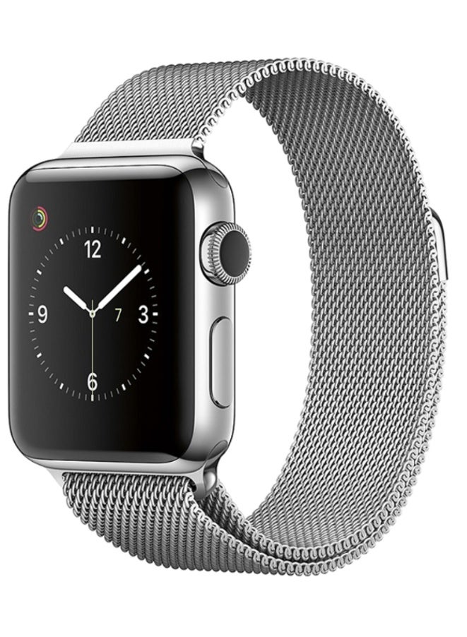 JAJEEK Magnetic Closure Milanese Mesh Loop Stainless Steel Replacement Band For Apple Watch Series 1/2/3 Silver - Image 2