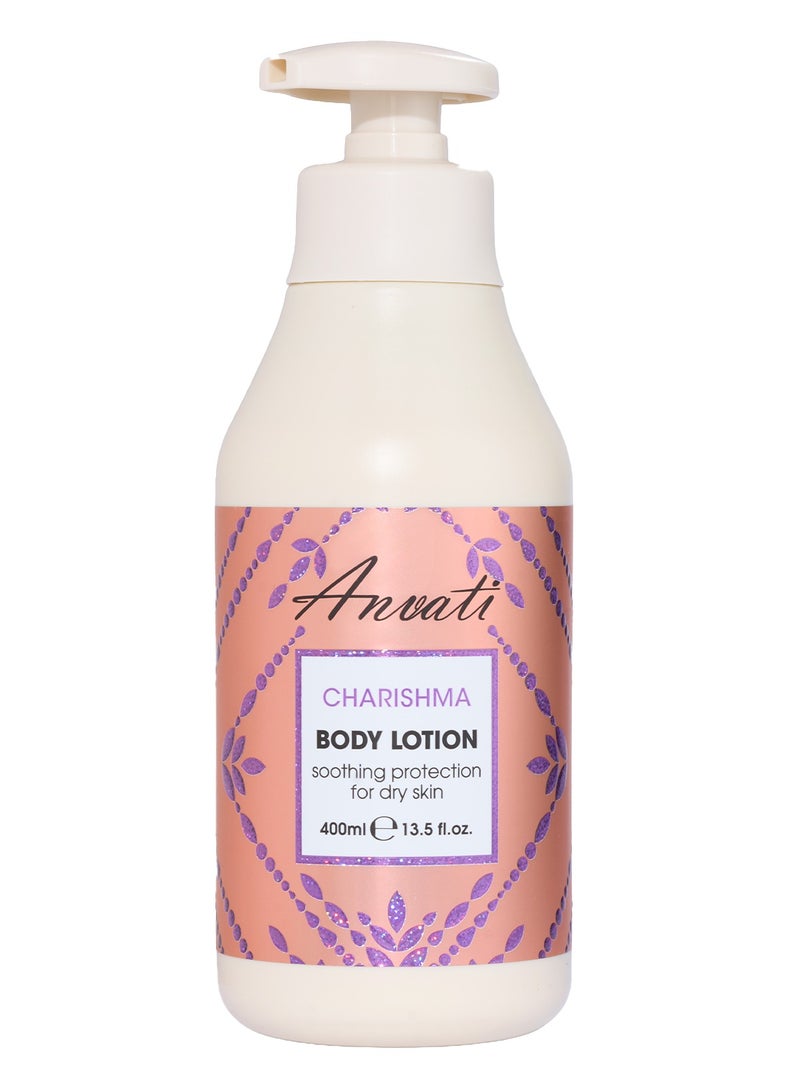 Anvati Charishma Shea Butter Body Lotion for Dry Skin 400ml (13.5 fl.oz) – Deep Hydration & Protection Lotion with with Aloe Vera, Vitamin B5 & Licorice Extract for Dry and All Skin Types - Image 1