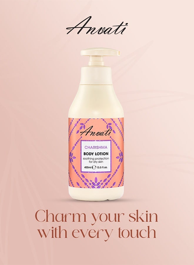 Anvati Charishma Shea Butter Body Lotion for Dry Skin 400ml (13.5 fl.oz) – Deep Hydration & Protection Lotion with with Aloe Vera, Vitamin B5 & Licorice Extract for Dry and All Skin Types - Image 4