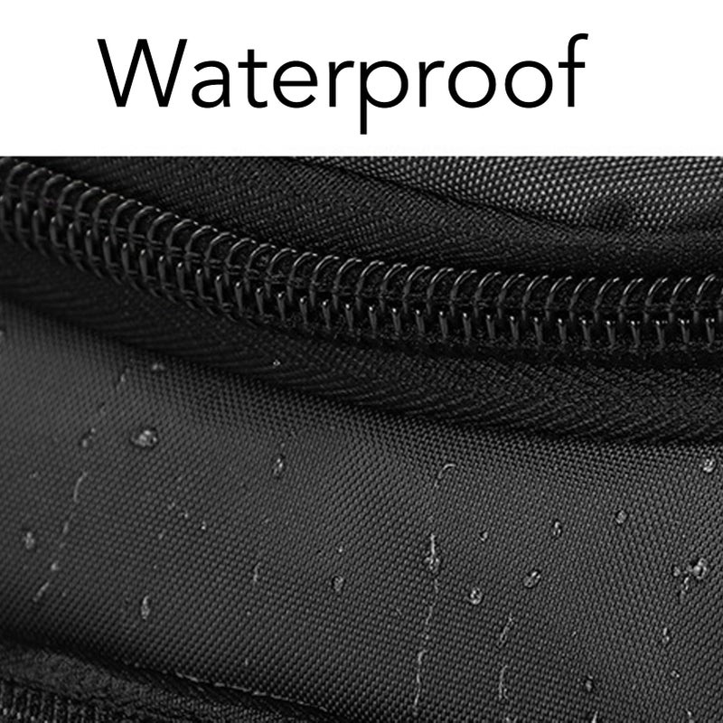 Men Adjustable Waist Bag with Zipper Pockets Headphone Jack for Travel Hiking Workout Black - Image 5