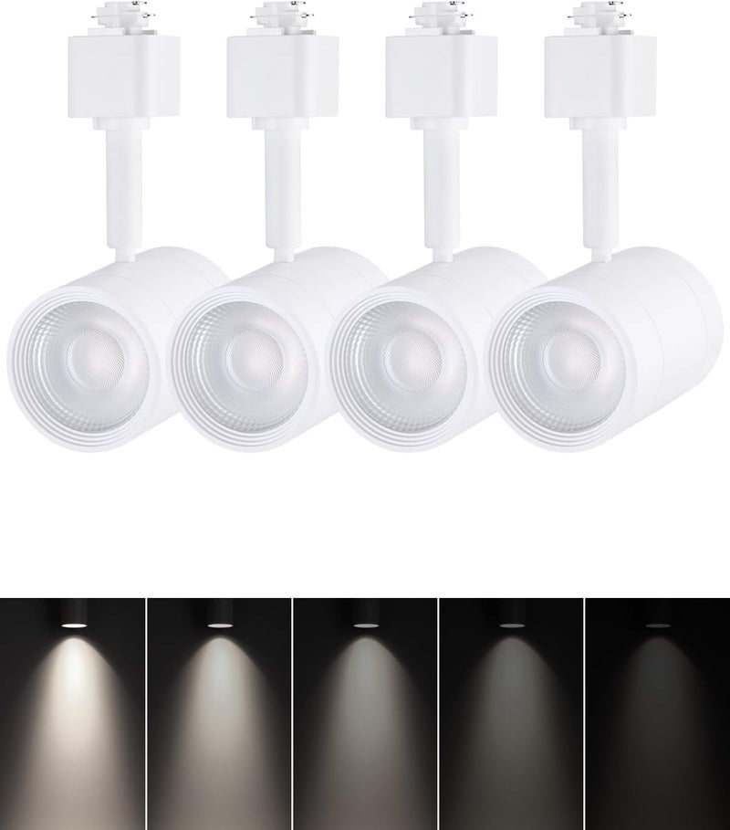 LEONLITE Small Space Series 8.5W LED H Track Lighting Heads, ETL FCC Listed, Dimmable H Track Light Heads for Store Shop Cafe, CRI90, 36° H Track Lighting, 4000K Cool White, Matte White, Pack of 4 - Image 1