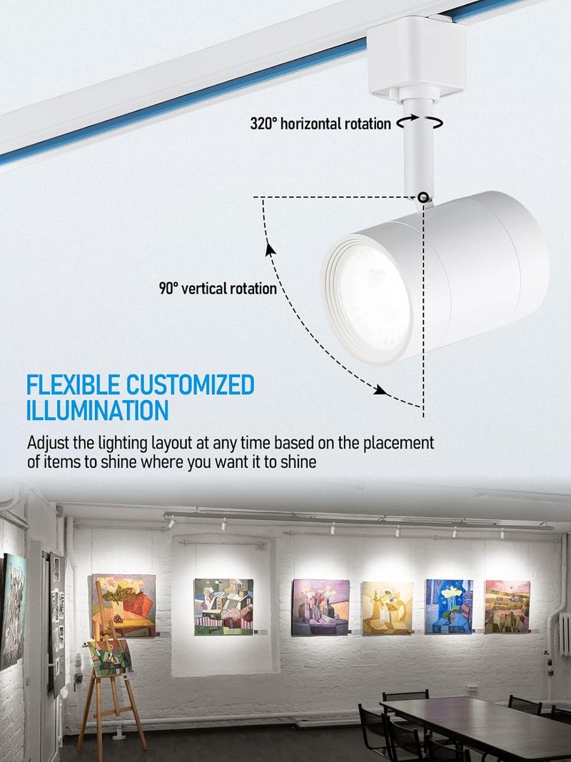 LEONLITE Small Space Series 8.5W LED H Track Lighting Heads, ETL FCC Listed, Dimmable H Track Light Heads for Store Shop Cafe, CRI90, 36° H Track Lighting, 4000K Cool White, Matte White, Pack of 4 - Image 2