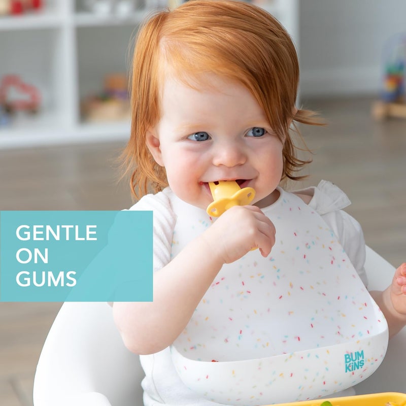 Bumkins Baby Utensils Set, Chewtensils Silicone Spoons for Dipping, Self-Feeding, Baby Led Weaning, Trainer Learning, First Stage Eating, Soft Practice Fork and Spoon, Babies 6 Months, Pineapple - Image 2