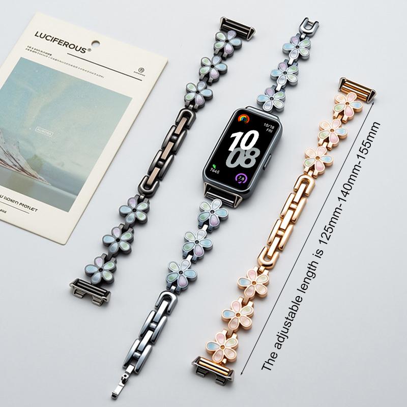 erorex For Huawei Band 10 / 9 / 8 Sun Petal Metal Watch Band(Silver) - Image 3