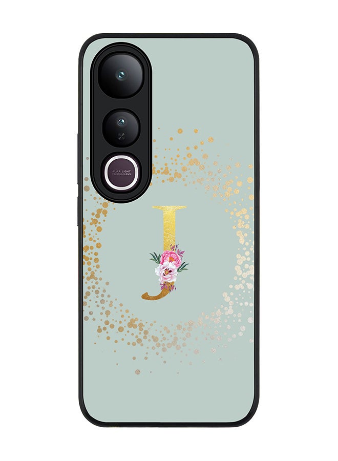 Stylizedd For vivo V50 Lite Case,Slim fit Camera Protection, Shockproof Thin Phone cover  - Custom Monogram Floral - J  (Light Grey ) - Image 1