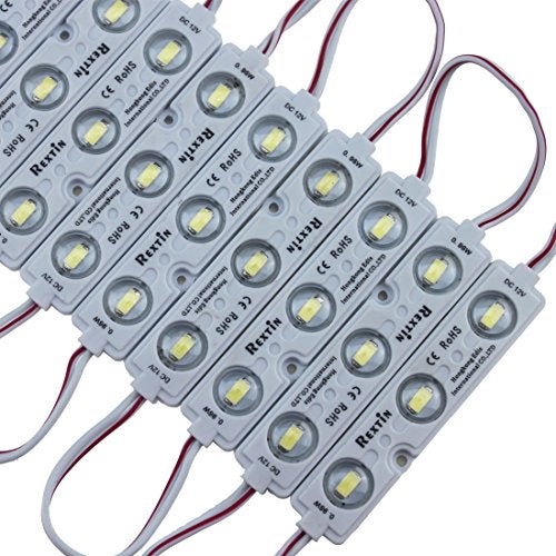 REXTiN Super Bright 200pcs 3 LED Module RED 5630 5730 SMD 40-45LM Per led Waterproof Decorative Light for Letter Sign Advertising Signs with Tape Adhesive Backside - Image 1