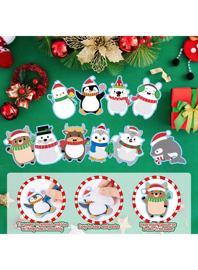 ANGOLIO600Pcs Christmas Sticky Notes Set Polar Animals Snowman Dolphin Notepad Sets Christmas Memo Pad Notes Winter Self Sticky Notes for Classroom Prizes Stocking Stuffers Kids Gifts - Image 3