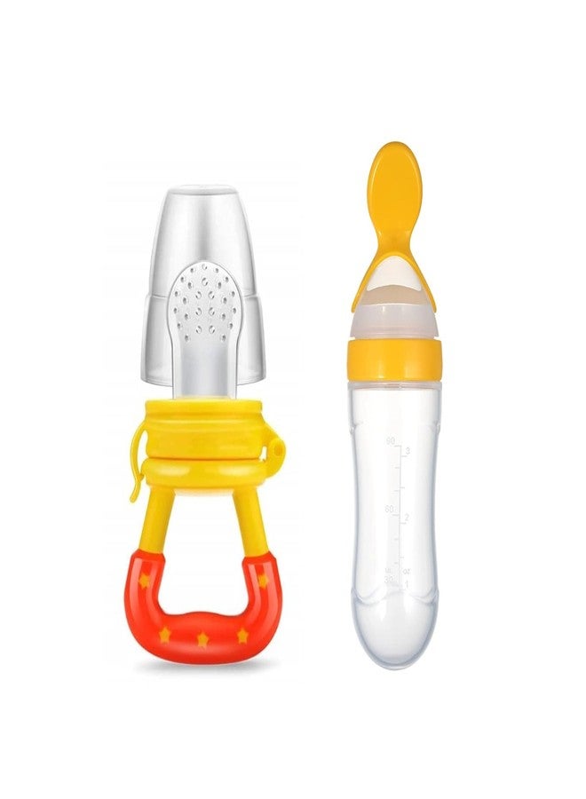 CUTEABLY Baby Silicone Squeeze Feeding Spoon/Feeder Bottle for Milk, Food Feeder/Teether/Pacifier, Pack of 2, Assorted - Image 1