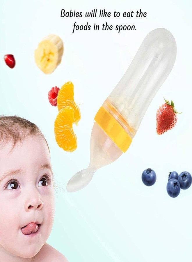 CUTEABLY Baby Silicone Squeeze Feeding Spoon/Feeder Bottle for Milk, Food Feeder/Teether/Pacifier, Pack of 2, Assorted - Image 2