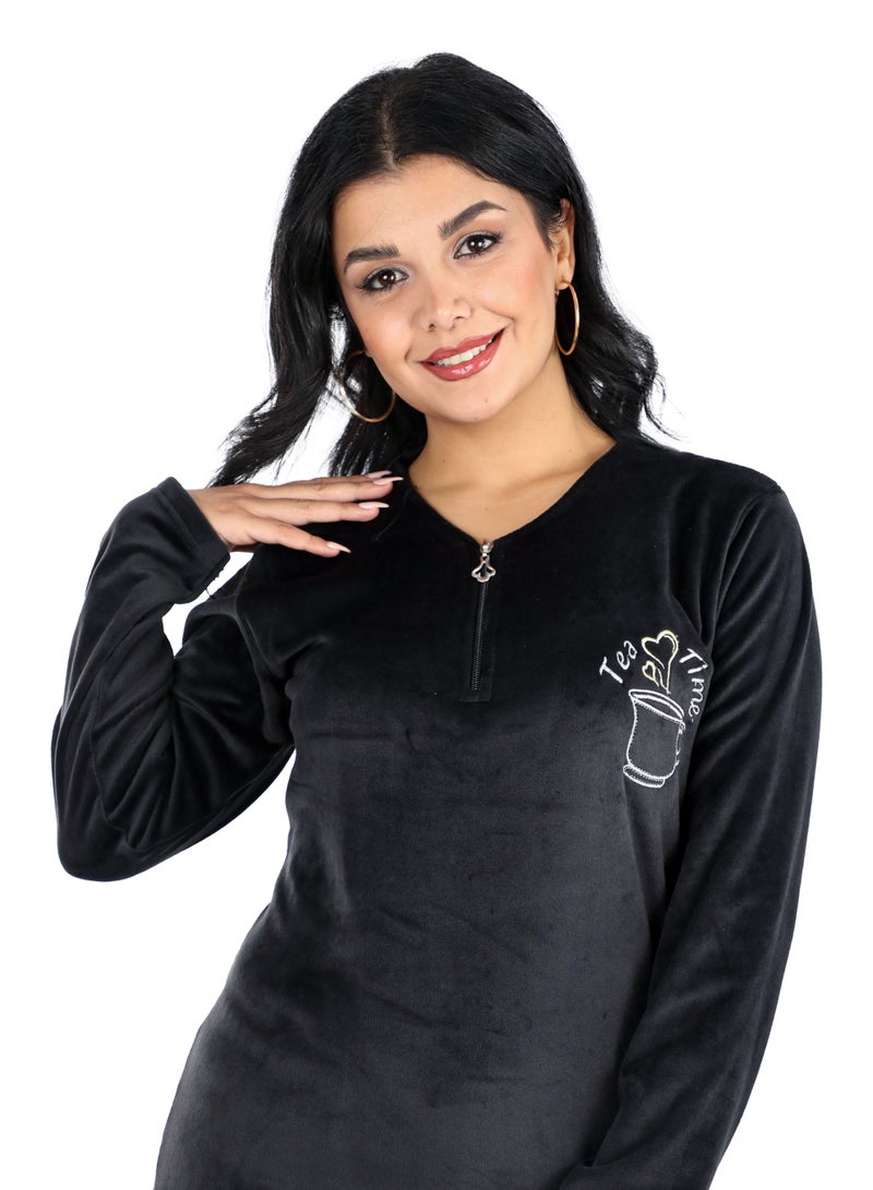 دعدوش  بيجامه حريمي قطيفة ملمس فائق النعومة - Image 5