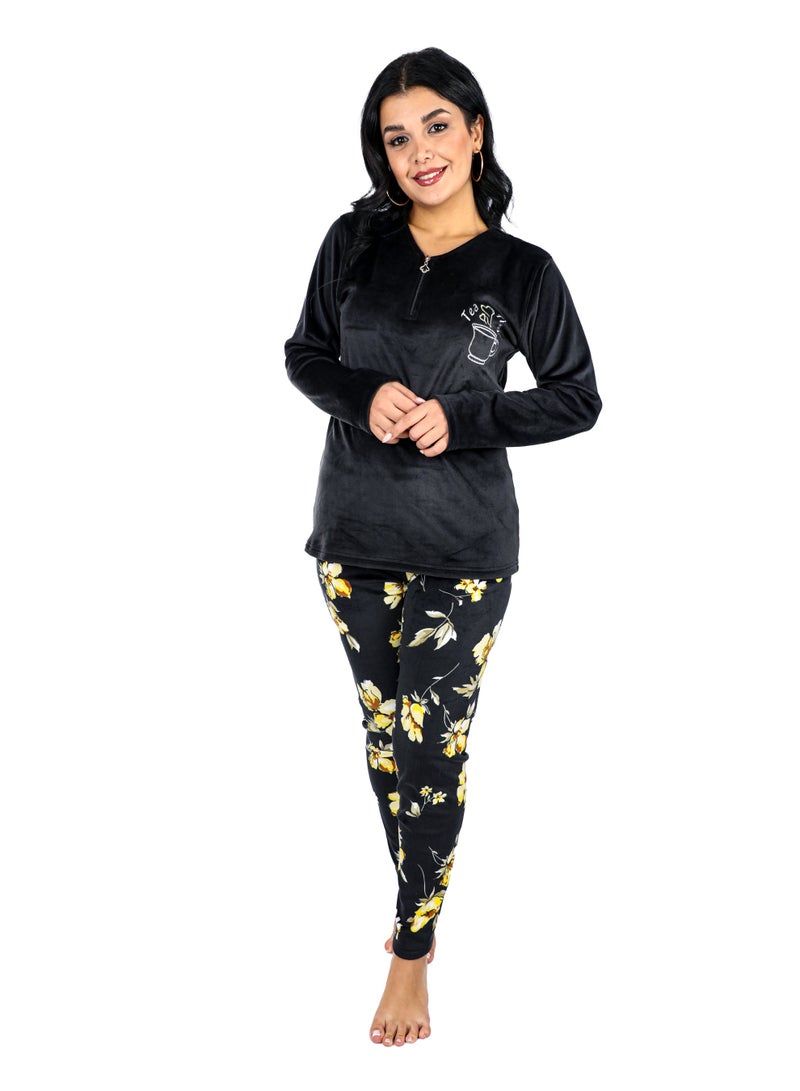 دعدوش  بيجامه حريمي قطيفة ملمس فائق النعومة - Image 1