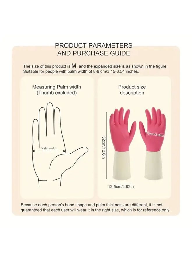 Green Waterproof Non Slip Kitchen Gloves for Dishwashing M Size - Image 4
