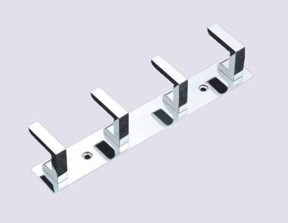 STONE STONE Aluminum Khutti Square Hooks Hanger Bathroom Cloth Hanger Door Bedroom Wall Bathroom Robe Rail for Hanging Keys Clothes Kitchen Towel Hook Hanger Pack of 2 (4 - Hook (PIN)) - Image 1