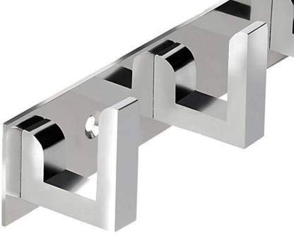 STONE STONE Aluminum Khutti Square Hooks Hanger Bathroom Cloth Hanger Door Bedroom Wall Bathroom Robe Rail for Hanging Keys Clothes Kitchen Towel Hook Hanger Pack of 2 (4 - Hook (PIN)) - Image 2