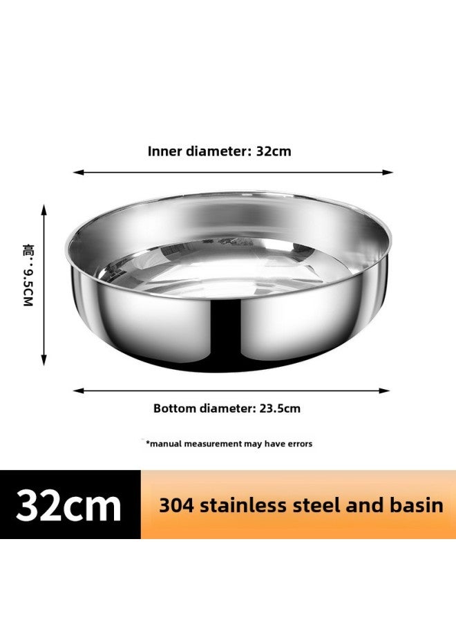 304 Stainless Steel And Basin With Lid Egg-Beating Basin Household Multifunctional Cooking Basin Kitchen Large Thickened Non-stick Basin-Color:32cm 304 Food Grade - Image 1
