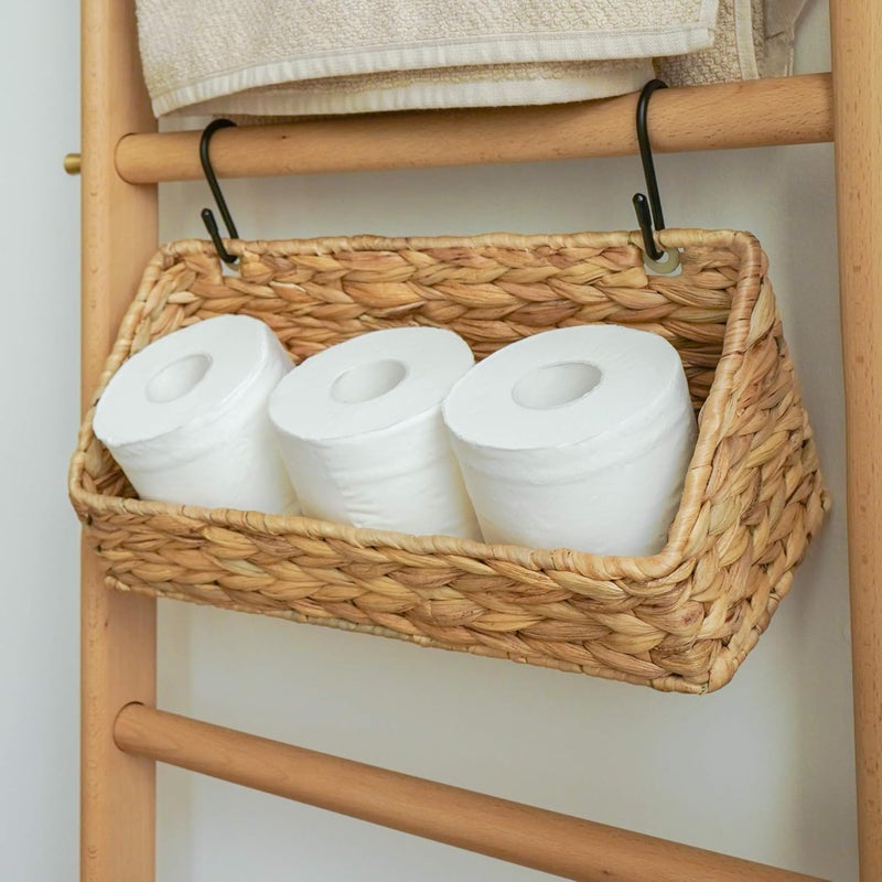StorageWorks Woven Wall Baskets for Storage, Water Hyacinth Baskets for Shelf, Wall Storage for Kitchen and Bathroom, Hanging Baskets for Organizing, 2 Pack - Image 4
