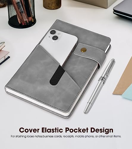vfaejll Grey A5 Lined Leather Journal Notebook for Men Women,5.9" X 8.4" Personalized Hardcover Journal with Pen,200 Pages 100 Gsm Thick Ruled Paper Daily Diary for Travel,Business,Work,Writing - Image 3