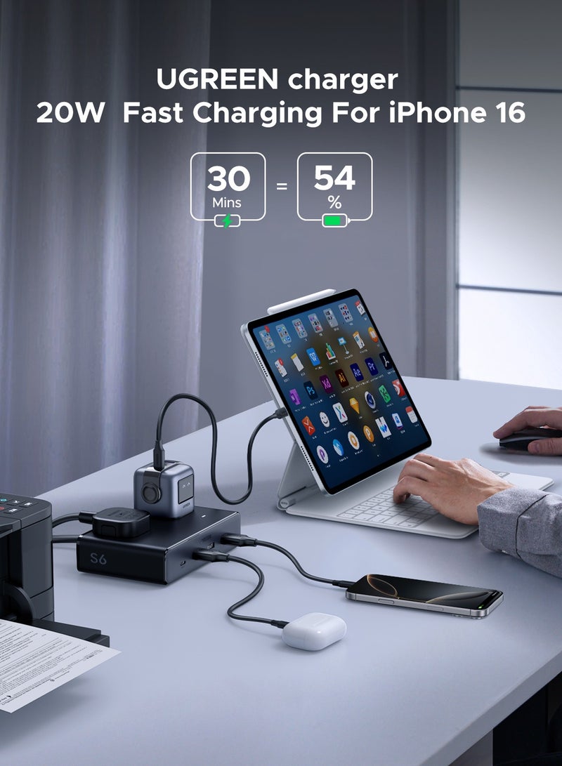 Ugreen 2990W Power Strip  Home Extension Plug With 2AC Ports 3A1C Fast USB Charger 20W With 1.5M Extension Cable Charging Station Space Saving Suitable for  Living Room Bed Room Kitchen Outdoor - Image 3