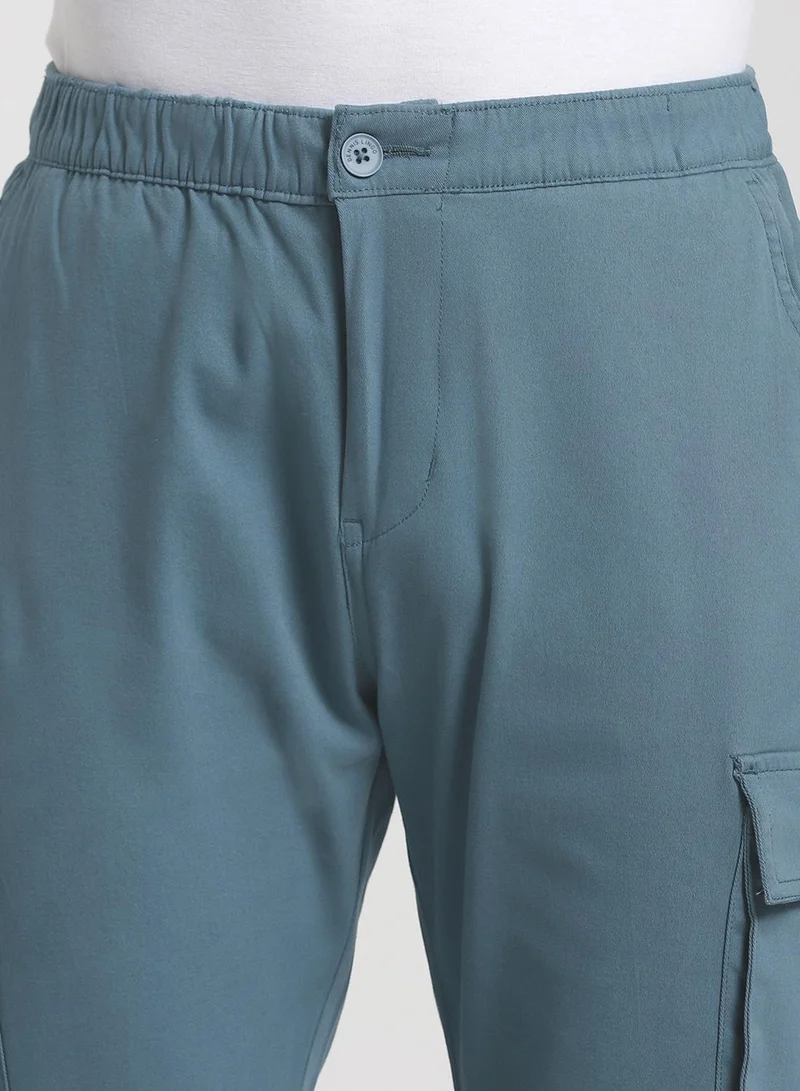 Dennis Lingo Steel Blue Casual Trouser for Men, Slim Fit