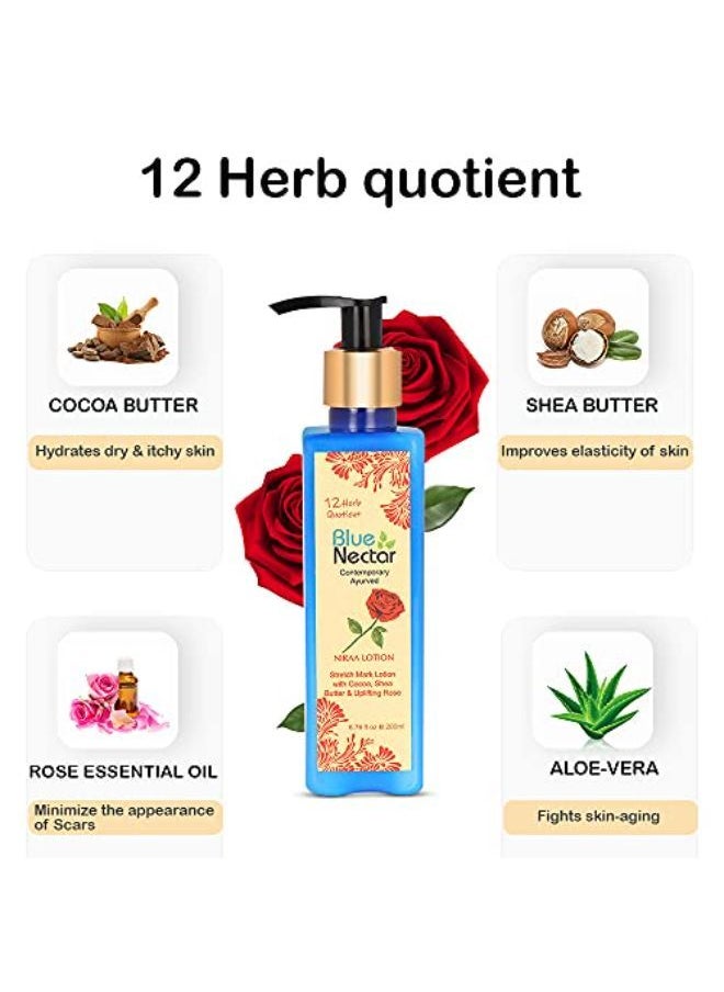 Blue Nectar Stretch Mark And Scar Body Lotion Cream With Cocoa & Shea Butter & Uplifting Rose For Skin Combination, Rose, 200 Ml  - Image 3