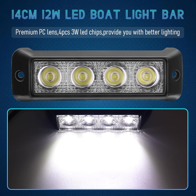 Chelhead 2PCS 5.5 Inch White Led Slim Light Bar 12W Flush Mount Driving Light 6000K Super Bright Compatible with 12V/24V Off Road SUV ATV 4WD Car Truck Golf Cart - Image 3