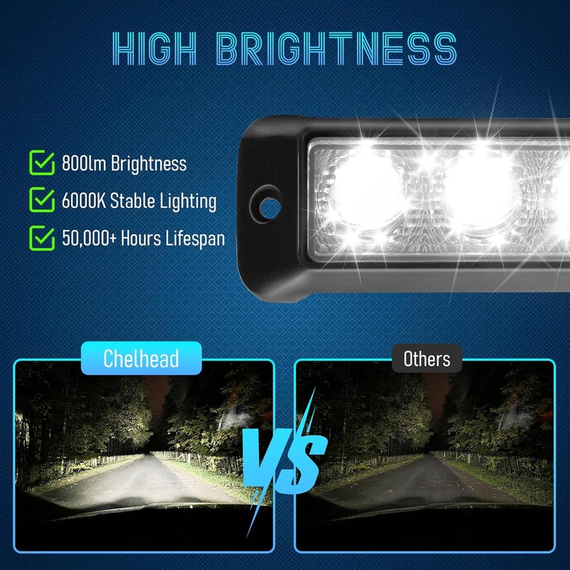 Chelhead 2PCS 5.5 Inch White Led Slim Light Bar 12W Flush Mount Driving Light 6000K Super Bright Compatible with 12V/24V Off Road SUV ATV 4WD Car Truck Golf Cart - Image 4