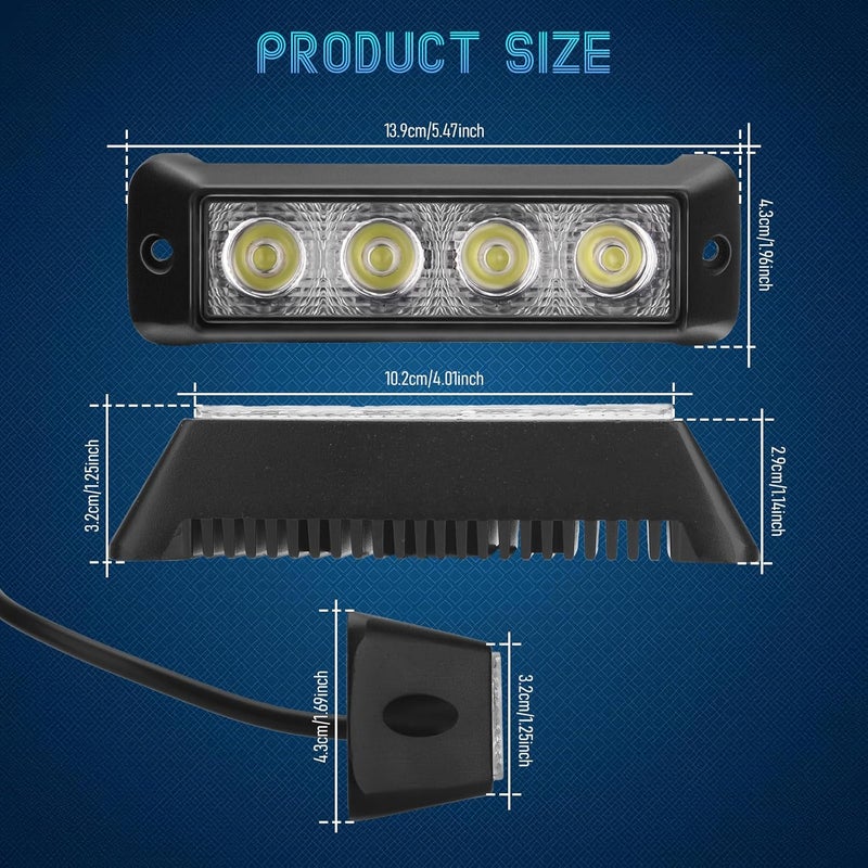 Chelhead 2PCS 5.5 Inch White Led Slim Light Bar 12W Flush Mount Driving Light 6000K Super Bright Compatible with 12V/24V Off Road SUV ATV 4WD Car Truck Golf Cart - Image 2