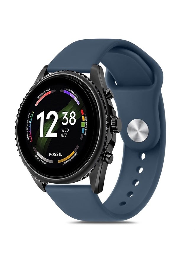 Meliya Silicone Band for Fossil Men's Gen 6/5E 44mm/Gen 5 Carlyle/Garrett/Women's Julianna Smart Watch, 22mm Adjustable Soft Silicone Sport Strap Replacement Band for Women Men (Dark Blue) - Image 1