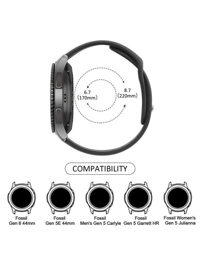 Meliya Silicone Band for Fossil Men's Gen 6/5E 44mm/Gen 5 Carlyle/Garrett/Women's Julianna Smart Watch, 22mm Adjustable Soft Silicone Sport Strap Replacement Band for Women Men (Dark Blue) - Image 4