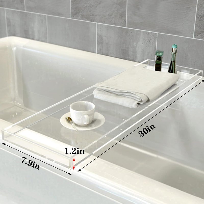 Al Raied ARS® 30" Modern Clear Acrylic Bathtub Caddy Tray for Luxury Bath - Image 2