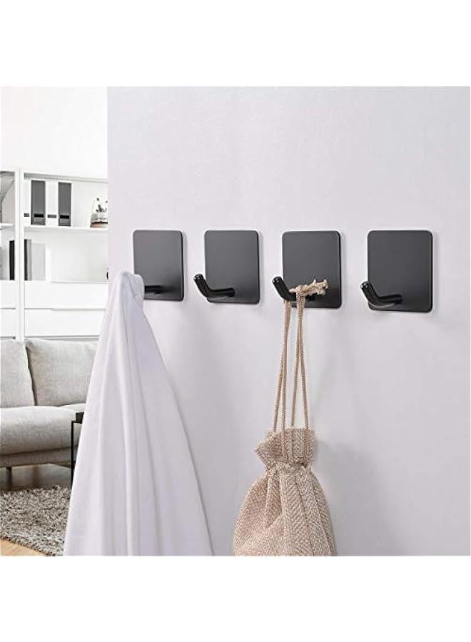 Adhesive Hooks,  【4 Pack】 Heavy Duty Durable 304 Stainless Steel Wall Hangers, Waterproof Rustproof Oil Proof for Kitchen, Bathrooms, Doors, Office, Closet-Black - Image 3