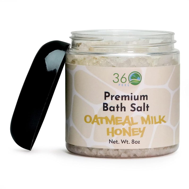 360Feel Oatmeal Milk Honey Bath Salt Aromatherapy for All Skin Types Crueltyfree Vegan Body Scrub Detoxifying Moisturizing Bath Soak Alcohol Sulfatefree