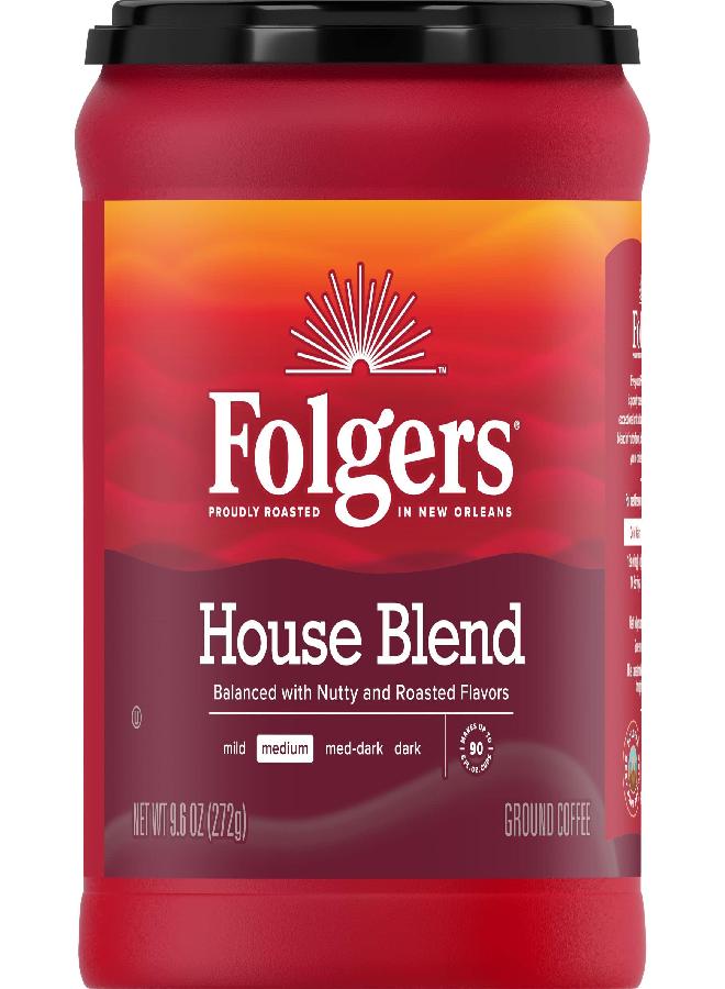 Folgers House Blend Ground Coffee, Medium Roast, 9.6 Ounce - Image 1