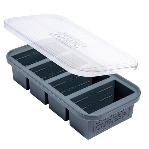 Souper Cubes 1 Cup Silicone Freezer Molds - Soup Cubes Perfect for Storing Broth, Rice, Leftovers and More - Silicone Freezer Trays with Lids for Meal Prep - Charcoal - 1-Pack - Image 1