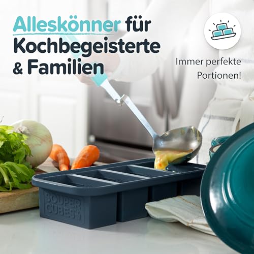 Souper Cubes 1 Cup Silicone Freezer Molds - Soup Cubes Perfect for Storing Broth, Rice, Leftovers and More - Silicone Freezer Trays with Lids for Meal Prep - Charcoal - 1-Pack - Image 4