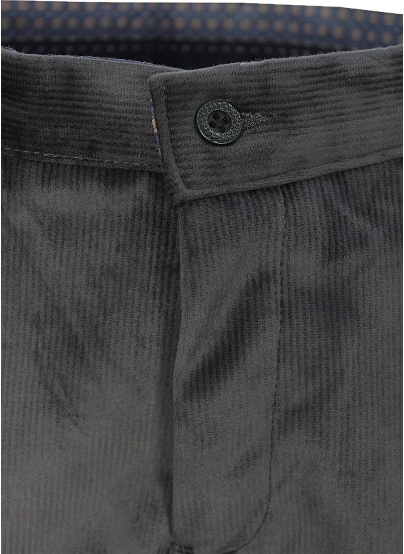 Varetta Men's Smoked Velvet Slim Ribbed Classic Cut Pocketed Trousers