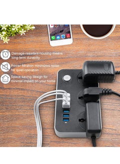ELTRAZONE Power Strip with USB Ports，Universal Flat Plug，Power Socket with 6 Quick USB Port (5V 3.4A 17W) & 3 Outlets，6.5ft Heavy Duty Extension Cord，Overload Surge Protection，MAX 10A / 220V / 2500W  - Image 3