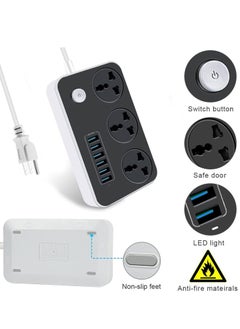 ELTRAZONE Power Strip with USB Ports，Universal Flat Plug，Power Socket with 6 Quick USB Port (5V 3.4A 17W) & 3 Outlets，6.5ft Heavy Duty Extension Cord，Overload Surge Protection，MAX 10A / 220V / 2500W  - Image 5