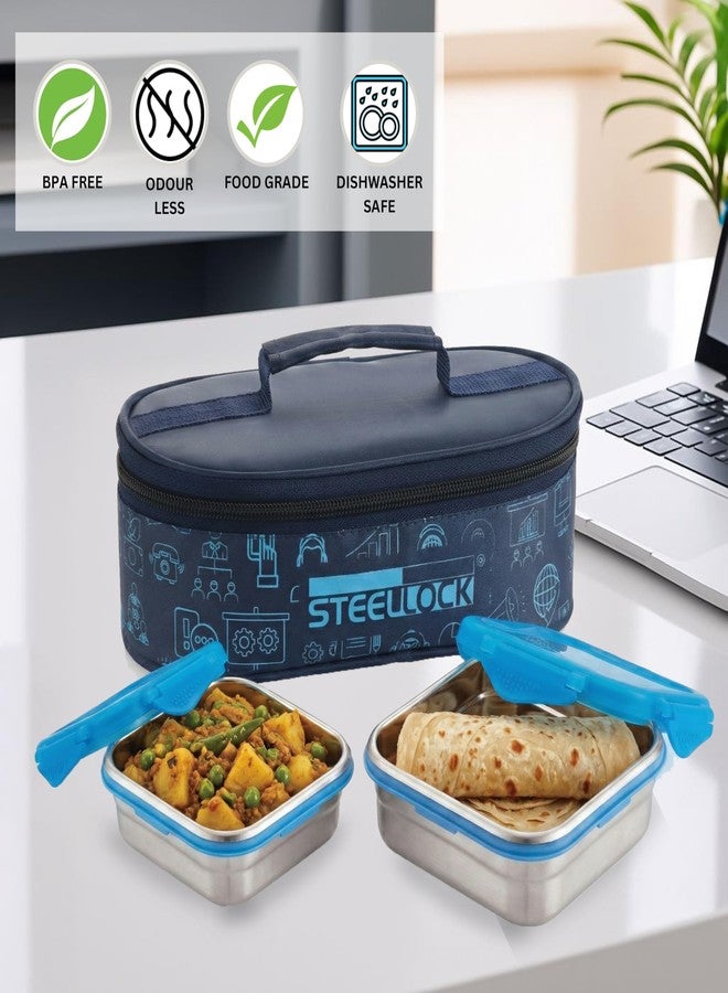 STEELLOCK طقم علب غداء من الفولاذ المقاوم للصدأ من سيزل، قطعتان، للرجال والنساء - حاويات مانعة للتسرب مع حقيبة معزولة | علبة طعام خالية من مادة BPA للمكتب والجامعة والمدرسة - Image 5