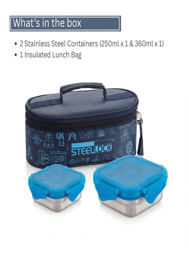 STEELLOCK طقم علب غداء من الفولاذ المقاوم للصدأ من سيزل، قطعتان، للرجال والنساء - حاويات مانعة للتسرب مع حقيبة معزولة | علبة طعام خالية من مادة BPA للمكتب والجامعة والمدرسة - Image 4